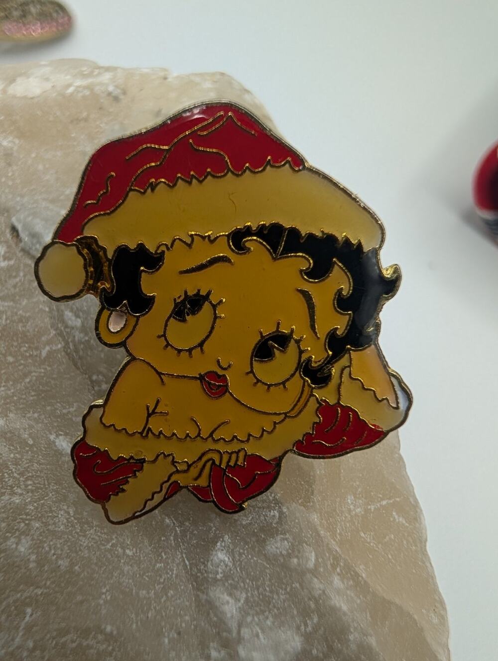 Betty Boop Christmas Santa Hat Enamel Pin Collectible Holiday Cartoon Merch